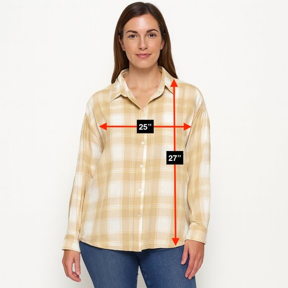 Levi's Cream Tan White Button Down Long Sleeve Shirt Blouse Size Small - Picture 2 of 5